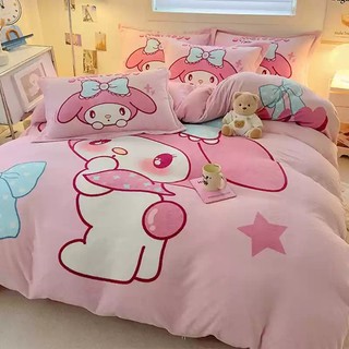 PS1 Sanrio My Melody Pochacco 3IN1 Ga trải giường Vỏ chăn gối Bộ chăn ga gối Bộ đồ giường Phòng ngủ có thể giặt được SP1