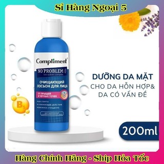 Nước hoa hồng Toner Compliment No Problem Nga giảm mụn, se khít chân lông, đều màu da 200ml - HÀNG NGA CHÍNH HÃNG