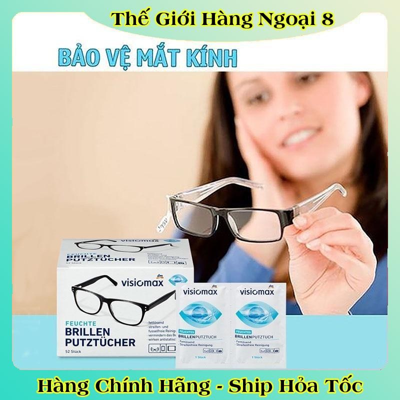 Giấy lau kính Visiomax hộp 52 tờ giúp làm sạch và bảo vệ kính của Đức
