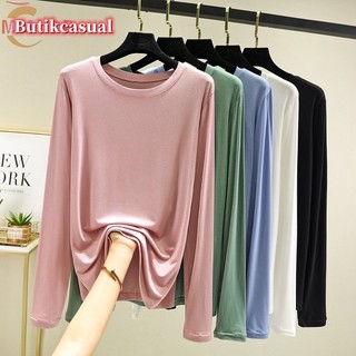 Áo thun nữ modal cotton dài tay áo thun trơn dáng rộng áo sơ mi giản dị 40-78kg