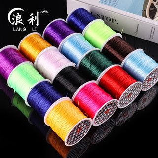 50m Dây thun phẳng đàn hồi chống mài mòn, hạt phật phẳng bằng lụa trong suốt màu đỏ, dây thun DIY làm vòng tay thủ công