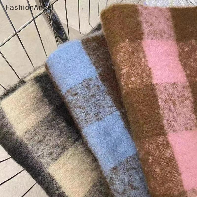 Fashionangel Kẻ Sọc Khăn Checkerboard Khăn Mềm Mại Nữ Mùa Đông Ấm Áp Kép Sử Dụng Khăn Choàng Dài Vintage Dày Khăn Choàng VN