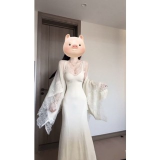 Váy ôm hông, váy liền cardigan, áo len, Bộ áo choàng hai dây, áo choàng khí chất, Bộ hai chiếc mặc mùa thu cho nữ