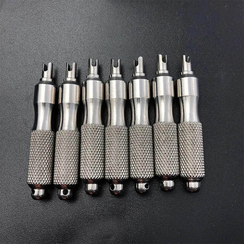 Cờ lê van lốp JVSUB, Tua vít sửa chữa lốp bằng thép không gỉ chống gỉ, Chất lượng cao với vòng chìa khóa Công cụ loại bỏ lõi van lốp đa năng cho ô tô, xe máy