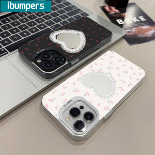 ibumpers Ốp Lưng IPhone Hàn Quốc Đẹp Họa Tiết Ren Trái Tim Ốp Điện Thoại IMD Cứng Trơn Chống Bẩn Chống Sốc Cho IPhone 16 15 14 12 13 11 Pro Max