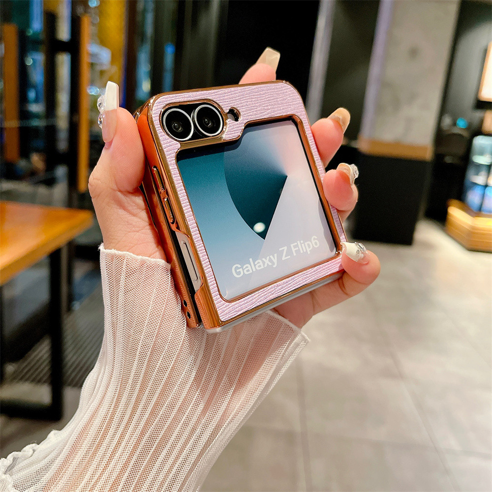 Ốp điện thoại họa tiết trang trí kim cương mạ điện cho Samsung Galaxy Z Flip 6 5 4 3 Flip6 Flip5 Flip4 Flip3 5G Bao da
