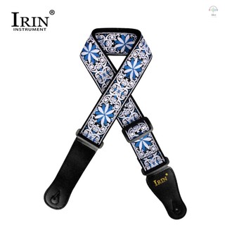 Irin GS-02 Dây đeo đàn Guitar thêu có thể điều chỉnh cho đàn Guitar điện Acoustic Phụ kiện âm trầm Màu xanh lam
