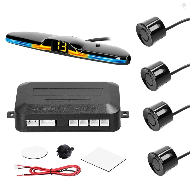 Cảm biến đỗ xe ô tô Hệ thống radar lùi phía sau với 4 cảm biến đỗ xe Phát hiện khoảng cách Đèn LED Hiển thị khoảng cách Cảnh báo còi