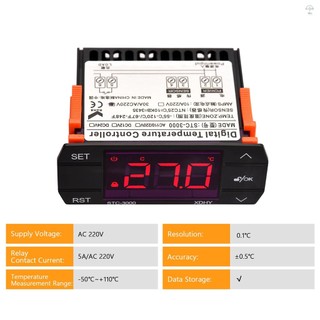 Bộ điều khiển nhiệt độ kỹ thuật số 30A STC-3000 Bộ điều chỉnh nhiệt độ thông minh AC 220V Bộ điều nhiệt tủ lạnh Hỗ trợ sưởi ấm / Làm mát / Hiệu chỉnh nhiệt độ / Khởi động trễ / Cao hoặc Lo