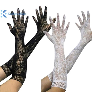 Kudosation Găng tay nghi thức thời trang mới Găng tay lưới cá dài Lưới thời trang mượt mà Phong cách hơn