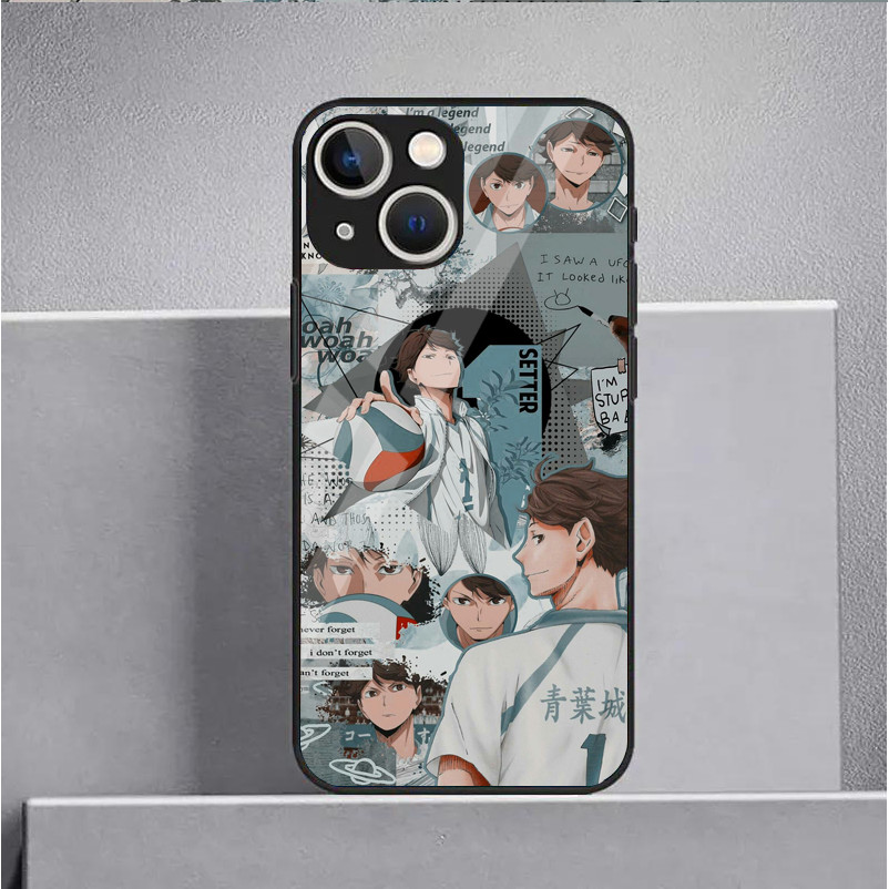 Ốp Điện Thoại Di Động Kính Cường Lực Haikyuu 04 Cho iPhone 16 15 14 13 12 11 Pro XS Max Plus Mini X XR 8 7 6s SE2 / 3