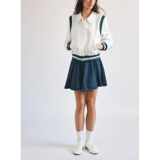áo khoác Zara made in Morocco bomber trắng viền xanh trẻ nữ sinh