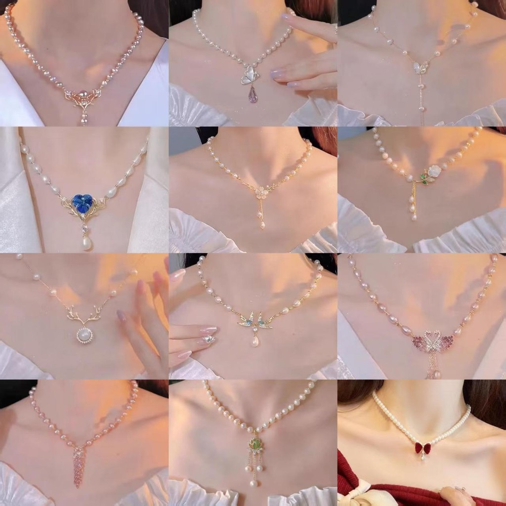 YT2 Thiết Kế Thời Trang Nhẹ Sang Trọng Không Phai Màu Vòng Cổ Ngọc Trai Đa Năng Thanh Lịch Xương Đòn Vòng Cổ Bán Chạy TY2