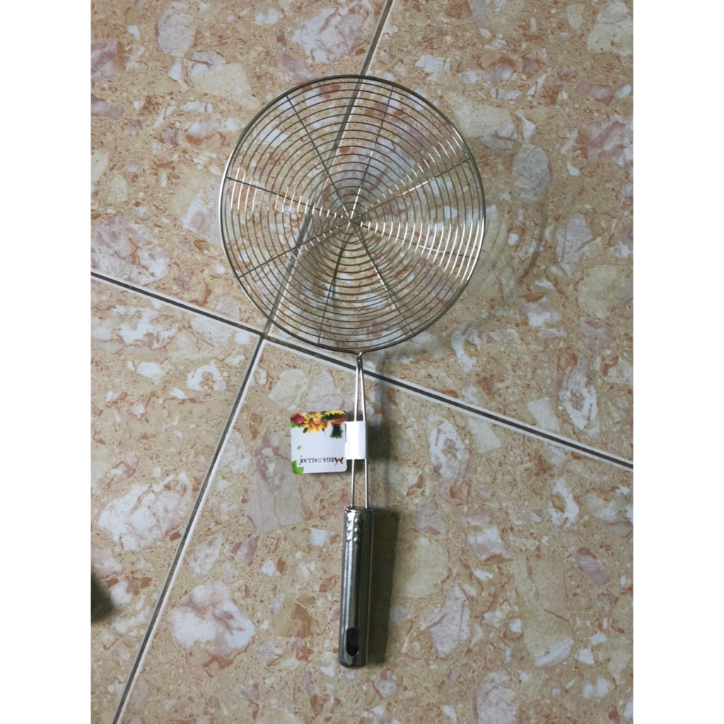 Vợt lẩu nấu rán chiên chao vòng 18cm vớt thức ăn bằng inox bền đẹp sáng bóng