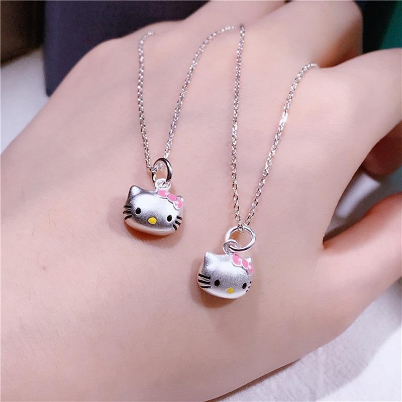 Mặt dây chuyền Hello Kitty màu hồng dễ thương, bạc cao cấp - Quà tặng hoàn hảo cho nữ sinh