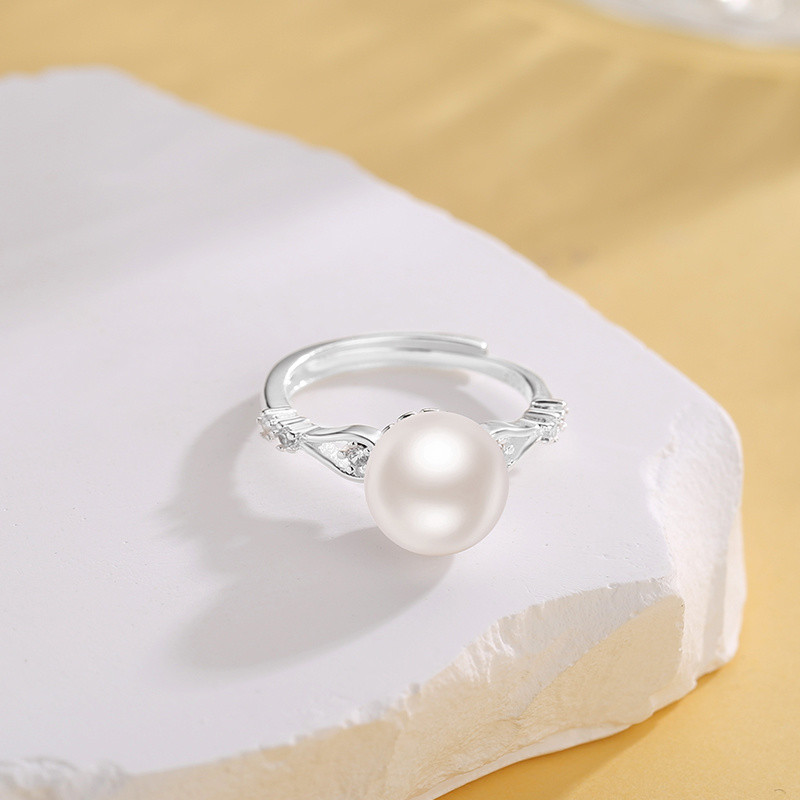 Nhẫn nữ ngọc trai nước ngọt dát bạc Sterling 925 thiết kế sang trọng nhẹ thời trang mới