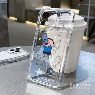 ibumpers Ốp Điện Thoại iPhone Phim Hoạt Hình Vui Nhộn Crayon Shin Họa Tiết Cặp Đôi Ốp Lưng Trong Suốt TPU Mềm Chống Sốc Cho IPhone 16 15 14 12 13 11 Pro Max IP 7 8 Plus X XS XR