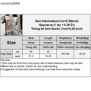Meisha888 Mùa Hè Búp Bê Cổ Tay Ngắn Dệt Kim Áo Thun Nữ Sang Trọng Crop Top Đẹp