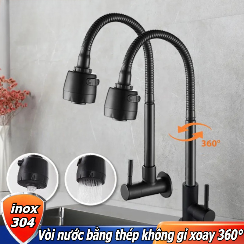 Vòi Rửa Chén Lạnh Inox 304 Cao Cấp-Vòi Rửa Chén Bát Inox 304,Áp dụng cho cả hai bồn rửa cùng một lúc