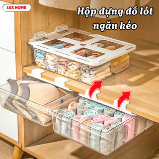 Hộp đựng đồ lót ngăn kéo thiết kế treo kệ tủ tiện lợi, Hộp đựng tất vớ chia ngăn sắp xếp gọn gàng
