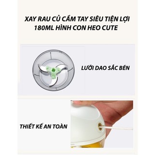 Máy xay tỏi ớt mini kéo tay đa năng hình heo kéo dây tiện lợi dễ sử dụng #A80