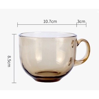 Cốc thủy tinh màu hổ phách 480ml ly uống nước đẹp sang trọng dung tích lớn