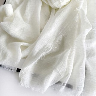 Khăn Hijab MKYCO turban thoáng khí nhăn, màu trơn cỡ lớn