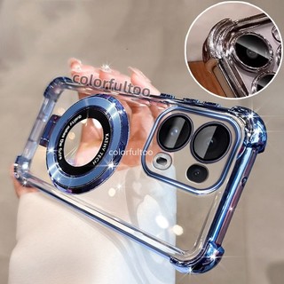Ốp Mềm Oppo Reno 14F 2025 Cho Oppo Reno 14 13 Pro 13Pro 13F Reno14Pro Reno15F 4G 5G Vỏ Chống Sốc Thạch Trong Suốt Có Giá Đỡ Từ Tính Dày Túi Khí Ốp Lưng Điện Thoại