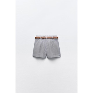 chân váy Zara made in Morocco quần váy sọc năng động kèm belt cá tính