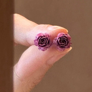 Bông Tai Hoa Đơn Giản Bông Tai Hoa Hồng Fuchsia Thiết Kế Niche Sense Mori Phong Cách Bông Tai Nhỏ