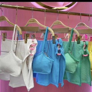 Bộ đồ bơi nữ Cnady Color Split Cover Bộ đồ bơi Bikini ba mảnh