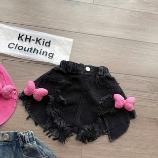 Q23M2-[tomnaukid] Quần Short bò gắn nơ cho bé  gái size từ 10-34Kg
