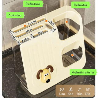 Kệ Cắm Dao Kéo Đũa Thìa Đa Năng – Hộp Để Dao Nhựa PET+PP Chống Ẩm, Thiết Kế Gọn, Tiện Dụng