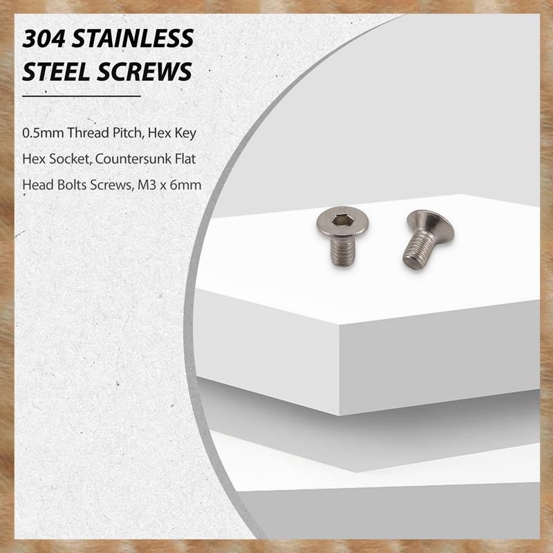 [S Z] Ổ cắm lục giác M3 x 6mm Bu lông vít đầu phẳng chìm 50 chiếc
