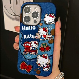 Ốp lưng 2 trong 1 họa tiết cao bồi Love Cherry Hello Kitty cho Apple 16 Pro Max iPhone 15 Dual Layer 14 Pro Film 13 / 12 / 11 Pro Max 7 / 8p Xs Max Vỏ bảo vệ chống sốc