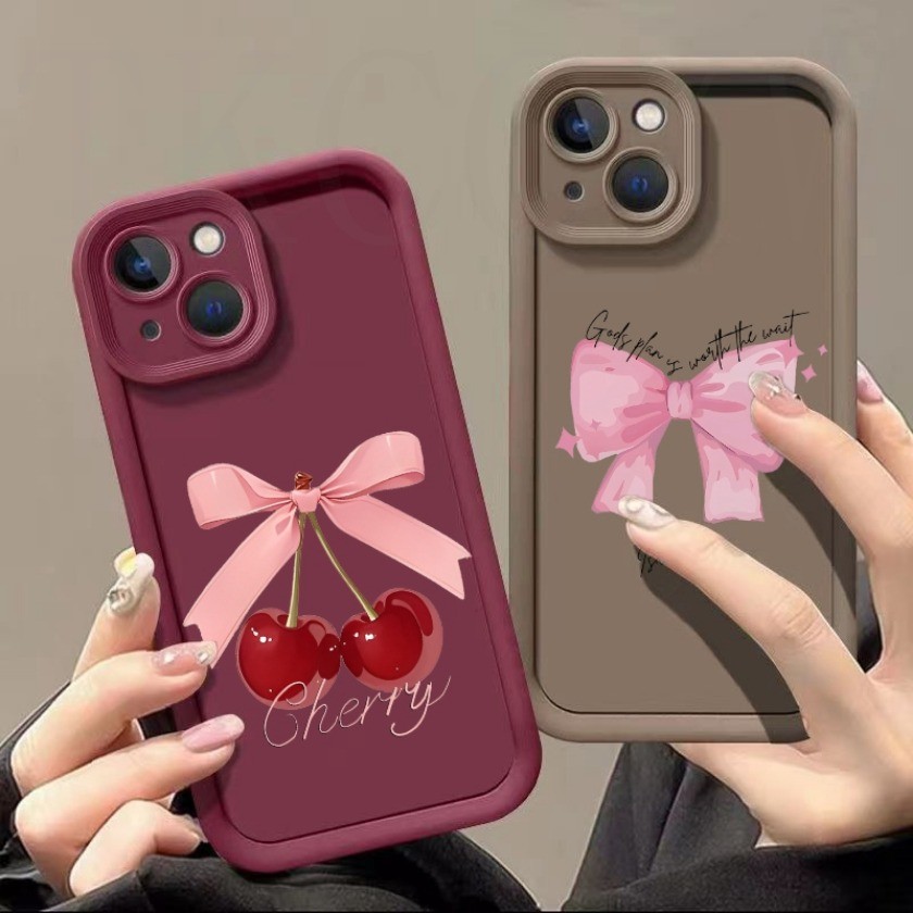 Ốp Silicon Nơ Màu Hồng Anh Đào Cho Realme GT Master Edition Q3 Pro Carnival GT Neo 5 SE 2T Q3S Narzo 50A 50i Prime Mềm Chống Sốc