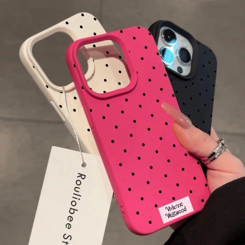 Ốp Silicon Họa Tiết Chấm Tròn Màu Đen Cho iPhone 16 15 Pro Max 14 Plus 13 12 11 XS Max X XR Bìa Mềm