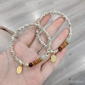 Vòng tay ngôi sao mặt trăng nhỏ, làm từ hạt bồ đề và ngọc ô liu Hetian