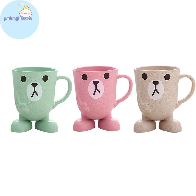 Pufangbliss Nhà Phòng Tắm Tumbler Nước súc miệng Cốc Lúa Mì Rơm Hoạt Hình Động Vật Bàn Chải Đánh Răng Cốc VN