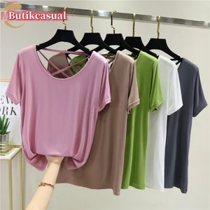 Áo Thun Trơn Tay Ngắn Dáng Rộng Thời Trang Mùa Hè Cho Nữ Size M-2XL