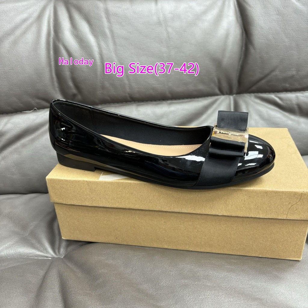 Size Lớn 37-42 Nữ Giày Đế Bằng Ba Lê Nơ Vải Khóa Thoải Mái Chống Trơn Trượt Ngoài Trời 0YK6