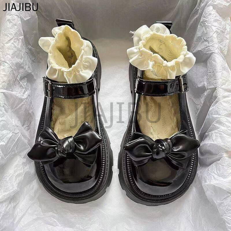 Size 34-46 Giày Nữ Size Lớn Chất Lượng Cao 45 Korean Fashion Platform Mary Jane Shoes 44 Giày Đi Học Gót Dày Màu Đen 43 Giày Công Chúa Cosplay Nơ Kiểu Pháp 42 Japanese JK Uniform Lolita Doll Shoes Giày Da Nhỏ Mũi Tròn Chống Trượt Phong Cách Anh Có Gót Dày