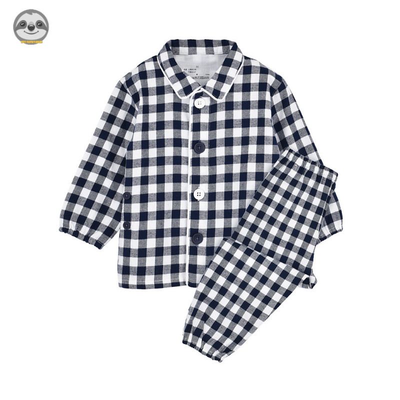 Phong cách Nhật Bản Muji Style / Flannel Cotton nguyên chất Đồ ngủ trẻ em / Bộ đồ ngủ liền mạch cho trẻ em / Đồ ngồi dễ dàng đeo cho trẻ em