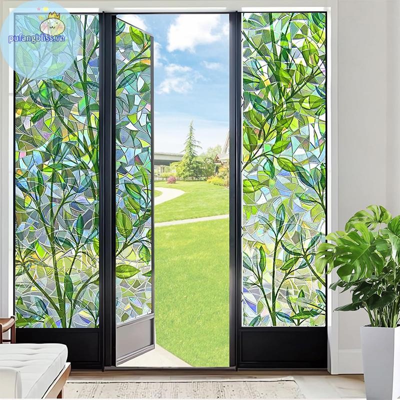 Pufangbliss Phim bảo mật cửa sổ có thể tái chế bằng Laser 3D - Phim cửa sổ Bảo vệ trang trí Phim kính màu bám tĩnh VN