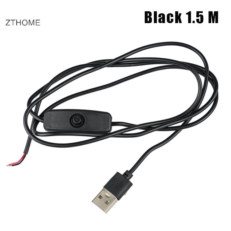 Dây cấp nguồn công tắc ZTHOME 5V 1M / 1.5M USB Nam sang 2 lõi Cáp kết nối 501 Nút BẬT TẮT 2A cho dải đèn LED Bóng đèn HOT