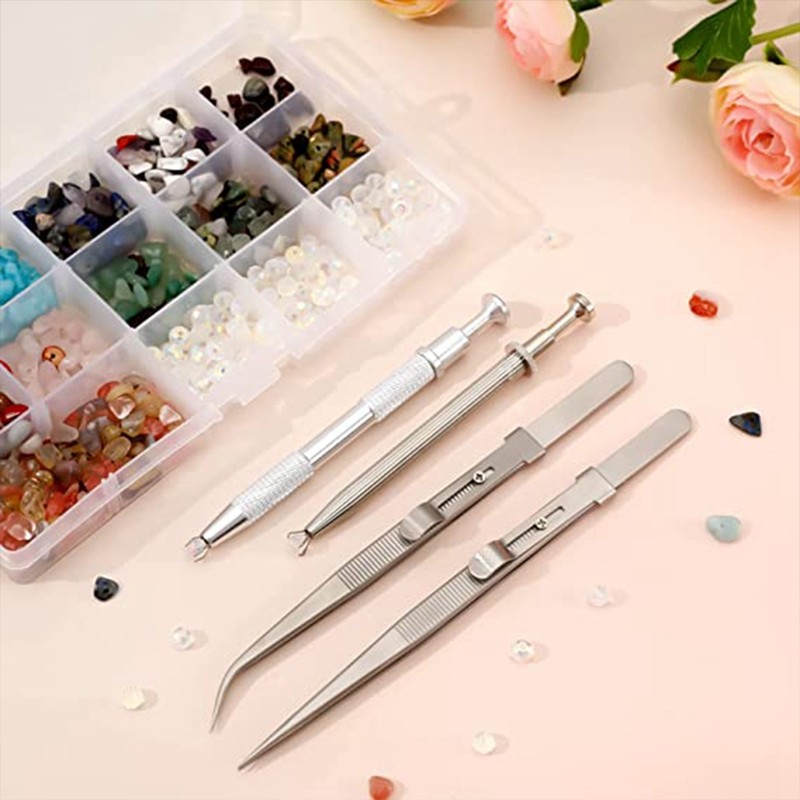 Nhíp đa năng Dụng cụ trang sức Giá đỡ đá quý Kim cương Trang sức Nhíp Bộ 4 Nhíp cực mịn
