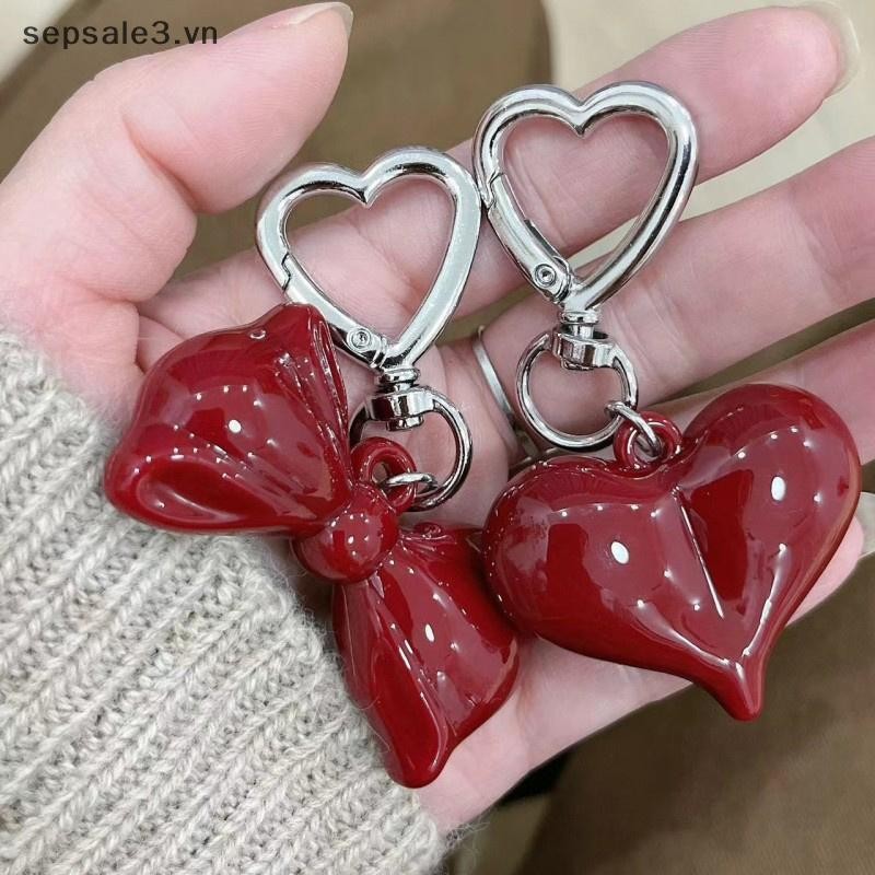 # Vn # Tính Khí Đơn Giản Nơ Đỏ Trái Tim Acrylic Móc Khóa Mặt Dây Chuyền Dành Cho Nữ Bé Gái Ba Lô Đa Năng Phụ Kiện Trang Trí Quà Tặng.