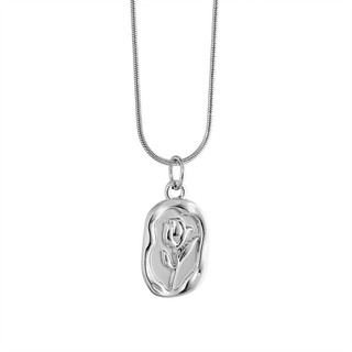 Vòng cổ phong cách Pháp Vòng cổ hoa tulip Nữ Mặt Dây chuyền hoa hồng vàng 18k mạ thép titan mặt dây chuyền hoa tulip