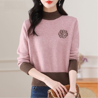 Phong Cách Mới Nửa Cổ Rùa Áo Len Nữ Thu Đông Rời Phong Cách Phương Tây Ngắn Nhỏ Dày Dệt Kim Đáy Áo Sơ Mi