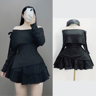 Áo thun kiểu Bigsize Nữ trễ vai vạt xẻ tay dài co giãn sang chảnh mặc lễ tết noel size 60-95kg- G257